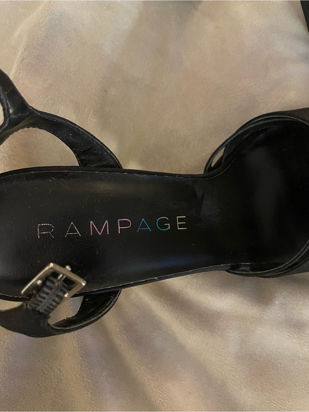 Rampage Black Strappy Platform Block Heel Sandals - Picture 3 of 4